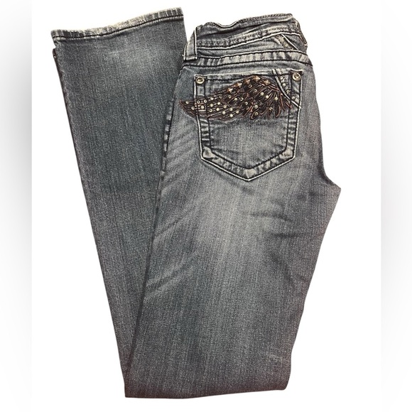 Miss Me Denim - Miss Me JP5331B4 Boot Cut Jeans with Embellished Angel Wing Pockets Size 27